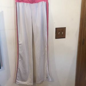 White and pink nike sweat pants